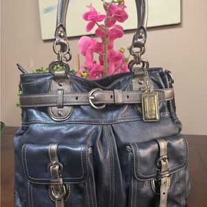 Coach Limited Edition XL North South Tote Metallic Blue